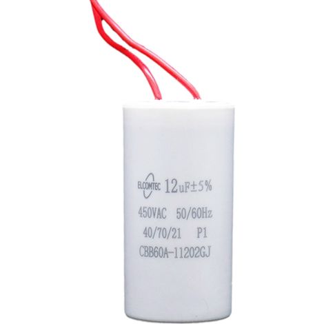 1 Pièce Condensateur CBB60, 12uF 450V AC, Film polypropylène, 2 fils 12cm, pour Pompe à eau, Moteur (1/5)