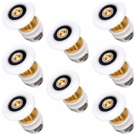 Lot de 8 roulettes de porte de douche 25 mm, roulements de roulette de porte de douche coulissante, poulie excentrique pour porte de douche coulissante, convient à la plupart des portes de douche, cub (1/5)