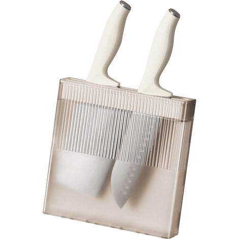 Wandmontierter Messerhalter, Messerblock, abnehmbarer Sockel, kaffeefarben (1/5)