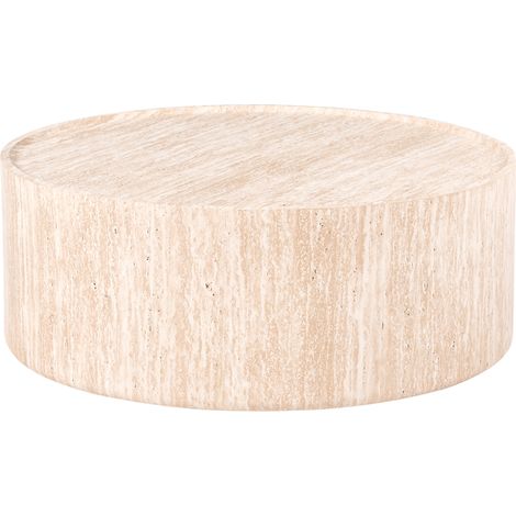 Mesa de centro moderna de MDF con chapa de papel forma redonda sala de estar efecto travertino Buloke
