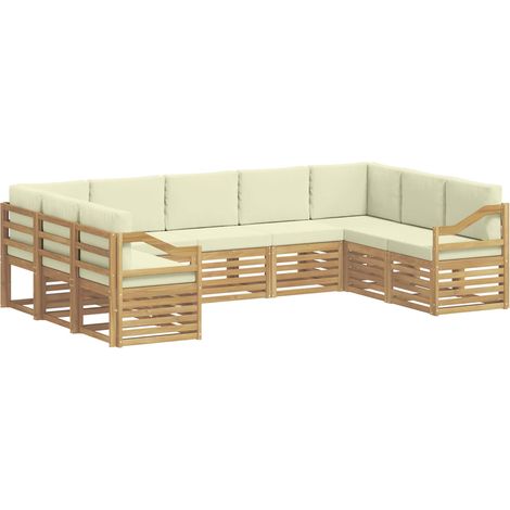 Sectional Sofa Set with Cushion 9 pcs White and Cream Polyester vidaXL (1/5)