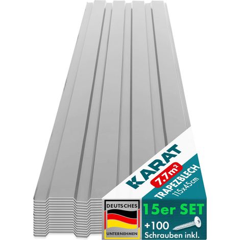 Trapezblech Wand- & Dachverkleidung Profilblech Hellgrau 15 Stück 115 x 45 cm