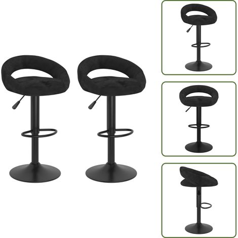 vidaXL Tabourets de bar lot de 2 noir velours (1/5)