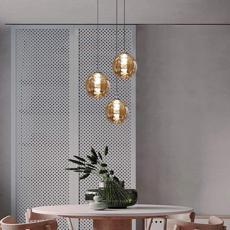 GBLY Pendelleuchte esstisch Pendellampe Höhenverstellbar Kronleuchter Hängeleuchte 3-Flammig aus Glas in Farbe Bernstein Küchen Wohnzimmerlampe Schlafzimmerlampe Flurlampe