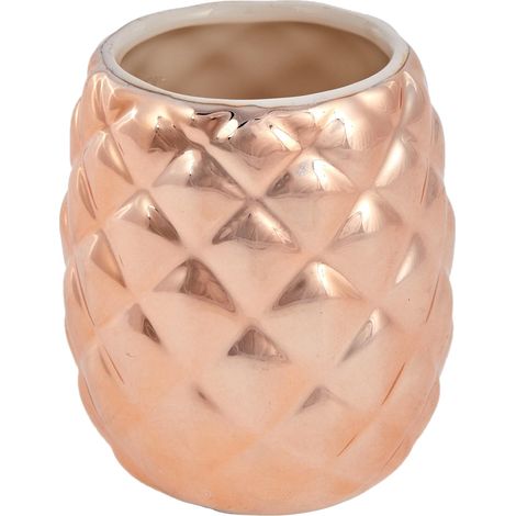 Gobelet à Dents Cuivre, Porte-Brosse à Dents en Dolomite, Tasse de Brosse à Dents avec Surface Structurée, Ø env. 8 cm, H env. 10,5 cm, Rose, 128203 (1/5)