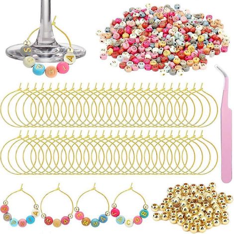 Ornements personnalisés pour verres à vin colorés avec noms, marqueurs et ornements en verre faits main, cadeaux pour fêtes prénuptiales. (1/5)