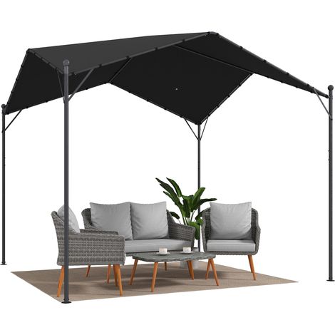 Pavillon pergola 3x3m, hydrofuge, stable, résistant à l'hiver, protection solaire avec toit à pignon et renforts triangulaires.