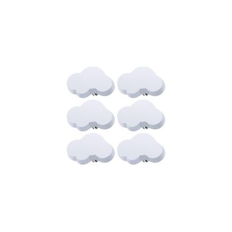 Set di 6 pomelli per cassetti a forma di nuvola, pomelli per mobili per bambini, pomelli in gomma per bambine e bambini, per maniglie di armadi, cassetti, cameretta dei bambini (bianchi)