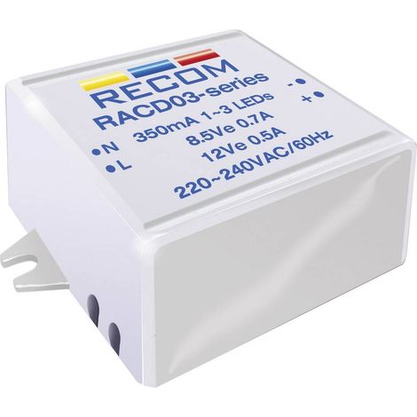 Recom Lighting RACD03-350 Fonte di alimentazione costante LED 3 W 350 mA 12 V/DC Max. Voltaggio operativo: 264 V/AC (1/2)