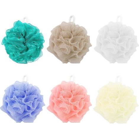 6 Pièces Maille Moussante Fleur de Douche Lavable, 40 g Éponge de Douche (1/5)