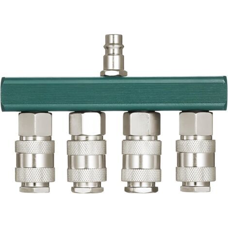 Distributeur D'air Comprimé à 4 Voies - Connecteur Rapide Fileté, Répartiteur Pour Un Raccordement Simple à L'air Comprimé, Raccords Pneumatiques (1/5)
