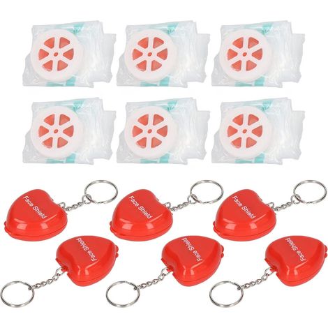 Masque de Protection Faciale CPR, Masque de Poche de Réanimation Cardiopulmonaire 6 Pièces avec Valve à Sens Unique, Barrières Respiratoires CPR Portables, Bouclier Facial, Kit D'urgence Porte-clés (1/5)