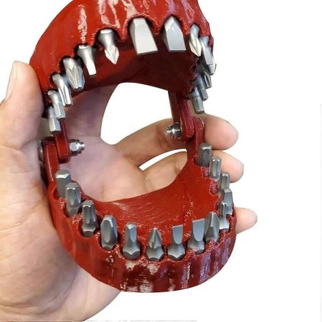 Porte-forets pour prothèses dentaires Modèle de dents Peut contenir jusqu'à 28 forets Compatible avec les embouts hexagonaux de 6,35 mm (1/4 pouce) et les adaptateurs pour embouts de vissage (rouge (1/4)