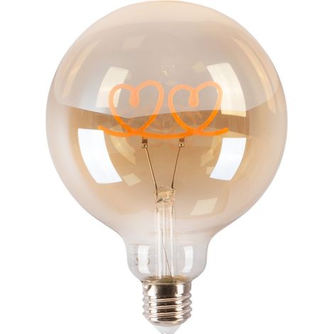 Barcelona Led – Ampoule décorative à filament E27 G125 4W – Lumière chaude 2200K – 200 lumens – Design vintage "Hearts" pour ambiance romantique
