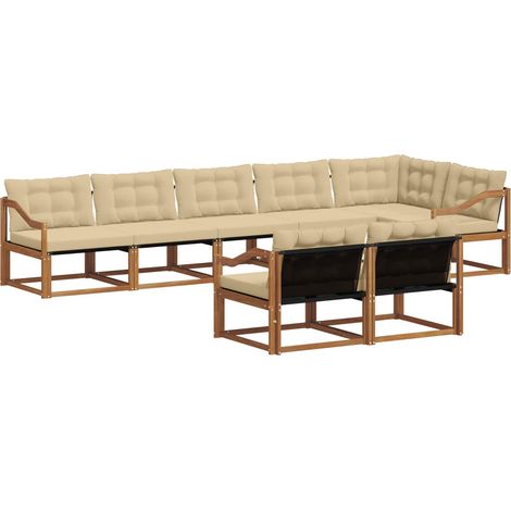 Ensemble de canapés d'extérieur 8 pcs Salon de jardin Naturel et Beige (1/5)