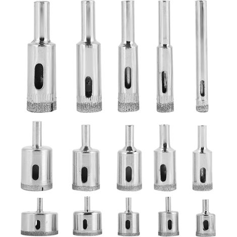 15 forets carotte diamantés 6-50mm, scie cloche pour carrelage céramique verre porcelaine marbre (1/5)