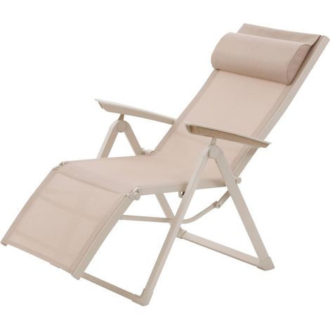 Gartenstuhl Decima Leinen & Ton 8-fach verstellbar aus Aluminium und Texalin - Hespéride