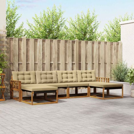 vidaXL Outdoor-Sofagarnitur mit Kissen 6 pcs Natur und Beige (1/5)