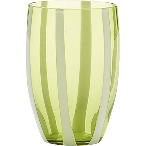 Set 6 Bicchieri Gessato Tumbler in Vetro Soffiato a Bocca Colore Verde Mela Lavorati a Mano Artigianalmente per una Tavola Elegante e Moderna