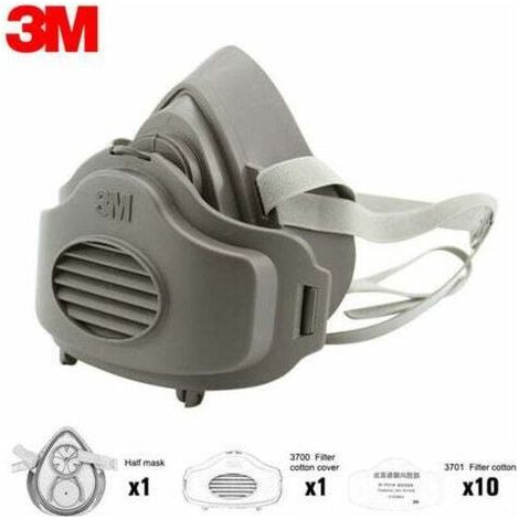3M 3200 Schutzmaske (Halbgesichts-Antipartikel-/Staubmaske) +3701 Filterwatte10+3700 Filterwatte-Abdeckung1 (1/5)