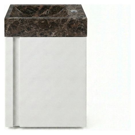 Saniclass Chaci ensemble lave-mains - 40x65cm - 1 porte - 1 trou de robinet - droite - lave-mains dark emporador - blanc mat