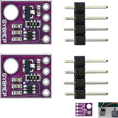 Lot de 2 BMP280 Capteur Barométrique, Module Numérique 5V, Capteur Numérique Température Pression Atmosphérique, I2C SPI, Carte Barométrique pour Station Météo Domotique DIY (1/5)