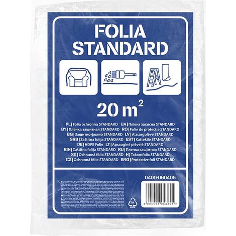 Scley Abdeckfolie, 8 Stück Plastikplane, Staubschutzfolie, Breite 4m, Länge 5m, 20qm, Materialdicke 5my, Plastikfolie, 20qm, Abdeckfolie stark, HDPE, Baufolie transparent, Malerplane, A0400-060405 (1/5)