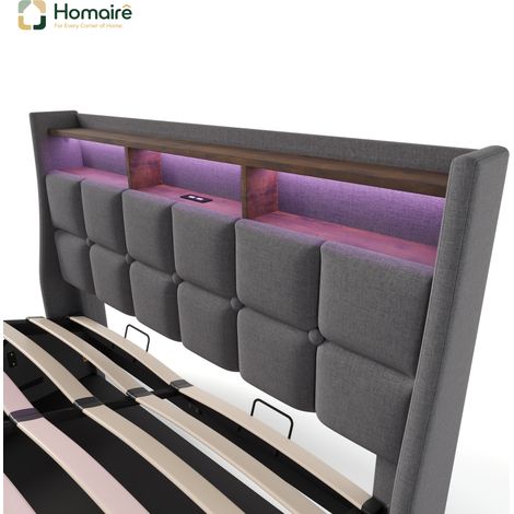Bettgestell, und Polyester 210 x 145 x 117 cm, grau aus Leinen HOMAIRE (1/5)