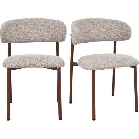 Lot de 2 chaises en tissu pieds effet bois foncé - Beige chiné - Aria (1/5)
