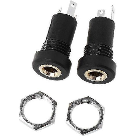 prises jack audio 3,5 mm, 3 pôles, stéréo, noires, à souder, montage sur panneau, plaquées or, avec écrous (1/5)