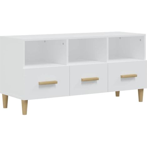 Meuble TV, Étagère TV, Meuble de Salon, Blanc 102x36x50 cm Bois d'ingénierie OIB1155E (1/5)