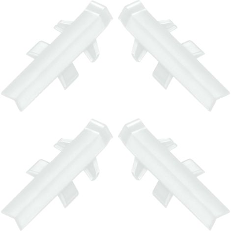 4x Connecteur angle intérieur rentrant jonction d'angle 90° pour profil décoratif bande d'étanchéité plinthe Finition Coin Plan de travail Cuisine Salle de bain Meuble Protection, en plastique blanc (1/3)