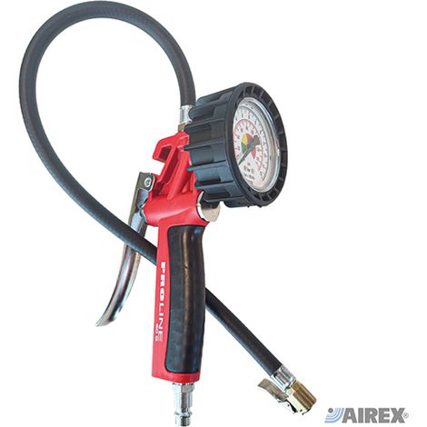 PISTOLA GONFIAGGIO PNEUMATICI GOMME ARIA COMPRESSORE CON MANOMETRO 10bar AIREX
