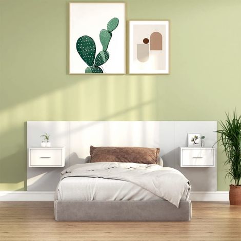 Tête de lit avec armoires, Tête de lit avec tables de chevet Blanc Bois d'ingénierie CDE60890
