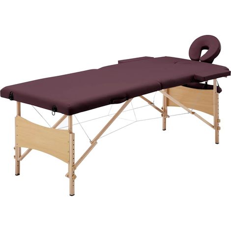 Table de massage pliable 2 zones avec sac, similicuir violet vin, 191 x 70 cm - PANGIVO (1/5)