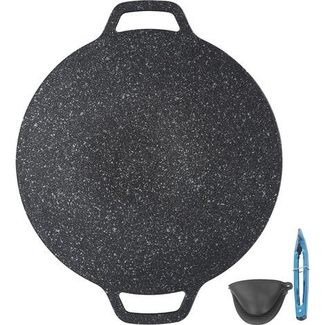 Barbecue coréen gril rond haute conductivité thermique facile à nettoyer plaque de cuisson pour intérieur extérieur cuisson 38cm/15in (1/5)
