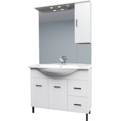 Mobile bagno venice larice bianco cm 105 con lavabo e specchio (1/3)