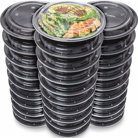 Meal-Prep-Behälter-Set mit 30 Stück, 1 Fach, schwarz (1/5)