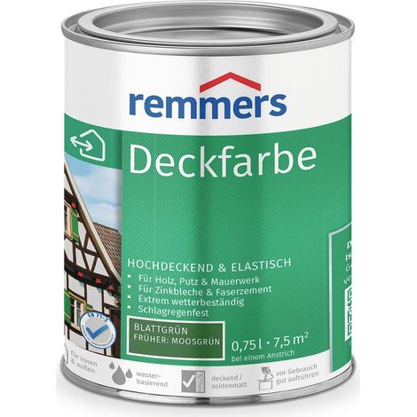 Remmers Deckfarbe blattgrün, 0,75 Liter, Deckfarbe für innen und außen, Wetterschutzfarbe viele Untergründe, hochdeckend, wetterfest