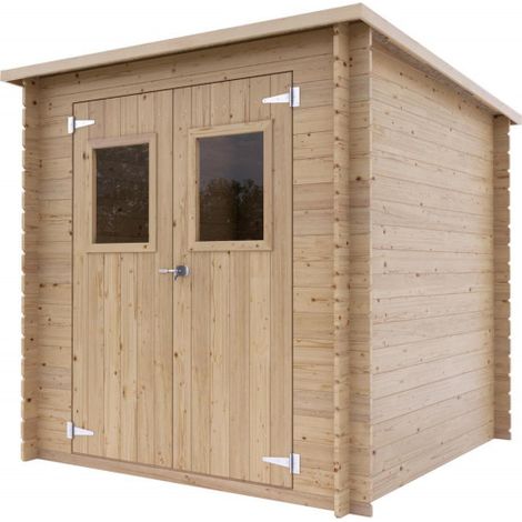 Casetta in legno da giardino 198x198 cm – Pareti 19 mm – Porta doppia finestrata – Compatta e funzionale – Abete naturale (1/5)