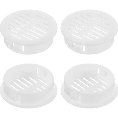8 x Round Plastic Ventilation Grilles, Diameter 35 mm, Height 11 mm, Air Vents, for Cabinets, Ceilings, Walls, Windows, Cover, White (1/5)