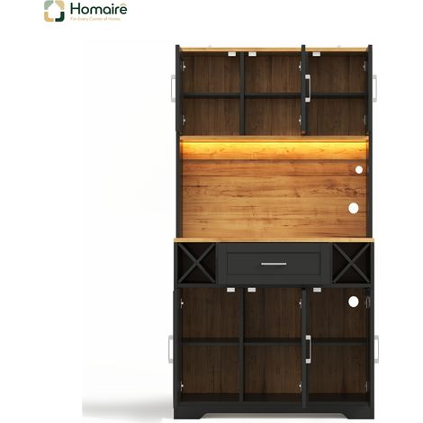 Buffet noir en mdf avec rangement et port USB 105 x 40 x 180 cm HOMAIRE (1/5)