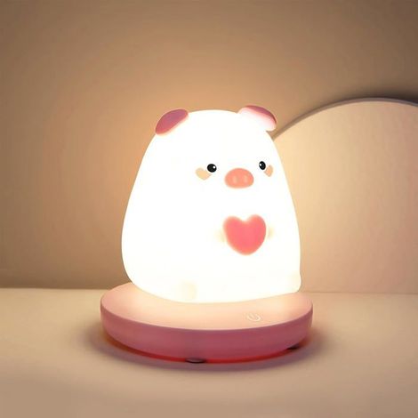 HOXILEELEO - Veilleuse LED Enfant, Veilleuses Bébé en Silicone avec Capteur Tactile Veilleuse Rechargeable USB Lampe de Chevet Enfant10x10x12.8cm (1/5)