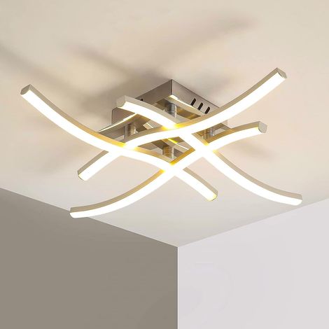Goeco – Plafonnier LED 24W 2000LM blanc chaud 4000K – Design incurvé moderne – Pour salon, chambre, salle à manger – Installation facile
