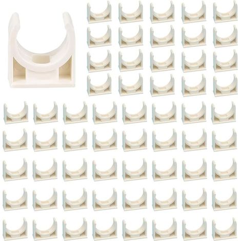 60 Stück 20 mm weiße PPR-Rohrschellen, Befestigungsschellen für Wasserrohre, U-förmige Befestigungsklammern für Wasserrohre, für Küchen, Badezimmer, Schwimmbäder, Gärten (1/5)