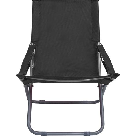 Lot de 2 Chaise de jardin,Chaises pliables de plage Tissu Noir CFW2062982 (1/5)