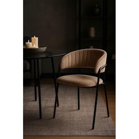 Sillas Comedor - Silla Moniel Black Terciopelo - Champán (1/5)