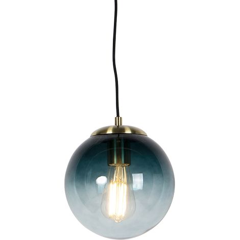 QAZQA Lampada a sospensione pallon - Art déco - Vetro,Acciaio - Blu/Oro - Sfera/Oblungo Max. 1 x Watt