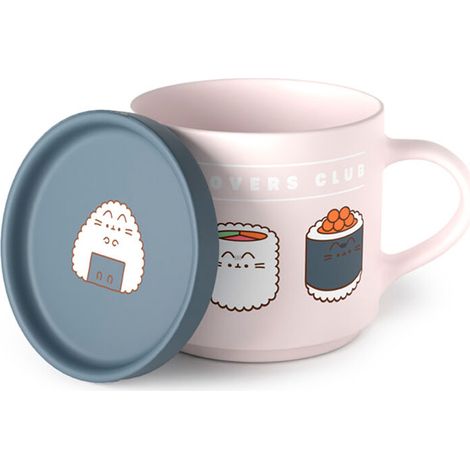 Juego de taza y posavasos el gato amante del sushi Pusheen