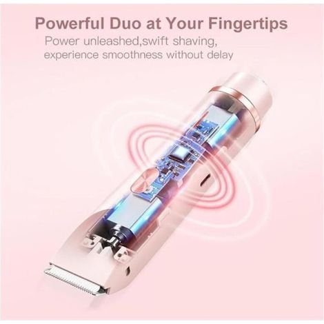 Dual Head Bikini Shaver Women, Comfort 2 en 1 Electric Lady Shaver, Trimmer de cabello eléctrico impermeable IPX7,húmedo(Pink) (1/4)